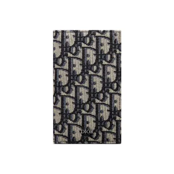 DIOR Jacquard Fabric Card Holder Card Holder Unisex Beige & Black