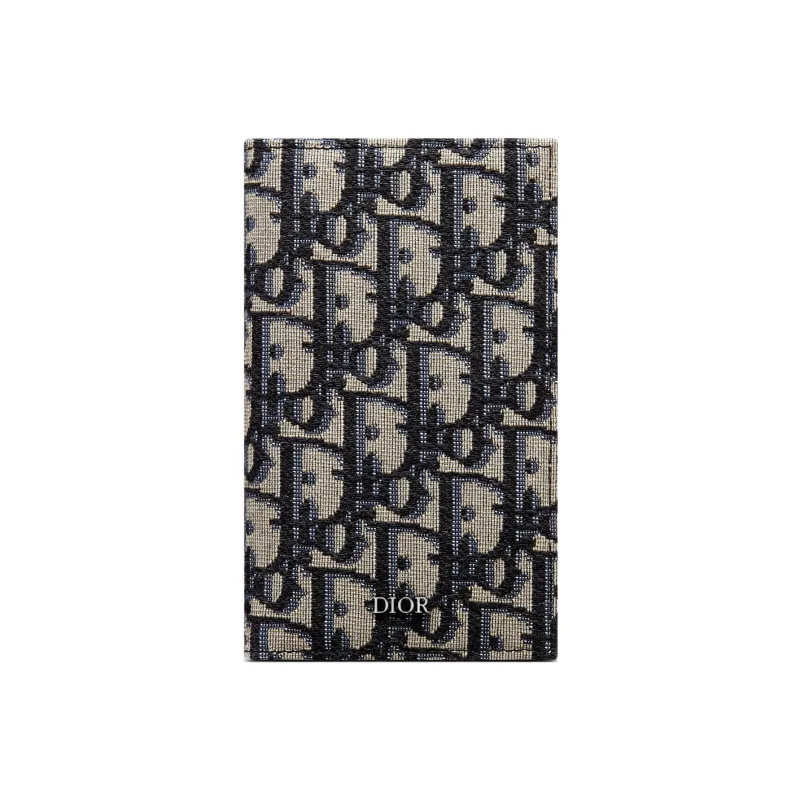 DIOR Jacquard Fabric Card Holder Card Holder Unisex Beige & Black-0
