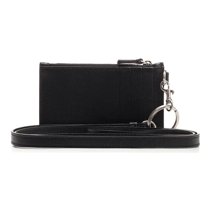 Balenciaga Grain Calfskin Card Holder, Coin Purse, Wallet Women's Black-3
