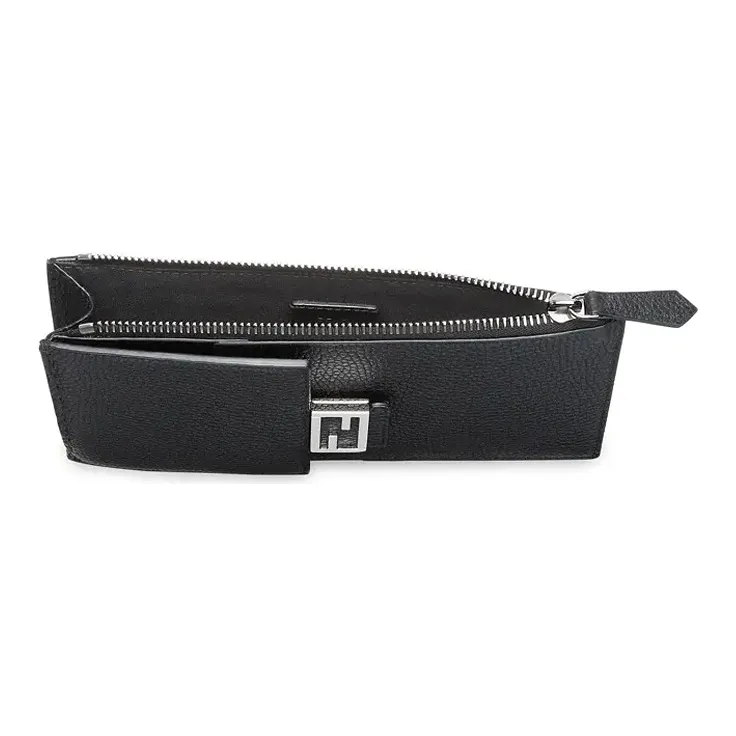 FENDI Baguette Cow Leather Baguette Bag, Shoulder Bag, Crossbody Bag, Cell Phone Pouch Men's Black-3