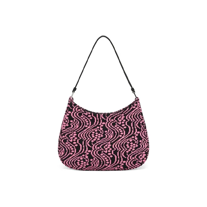 PRADA Leather One Shoulder Handbags Women's Black & Pink-2