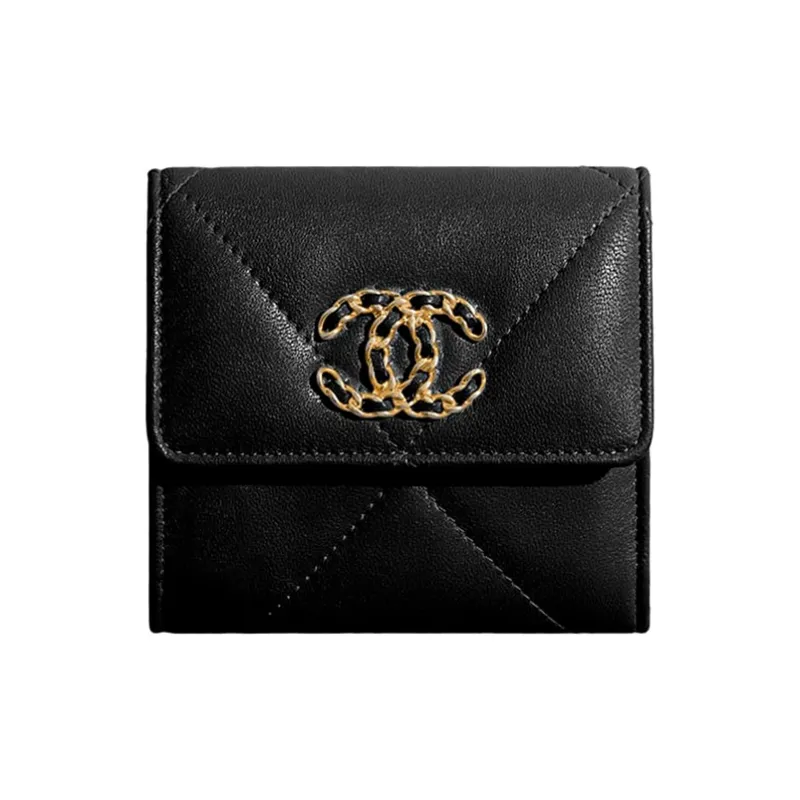 CHANEL 19Bag Sheepskin Wallet Trumpets Unisex Black-0