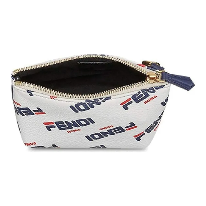 FENDI FILA Collaboration Calfskin Clutch Unisex White/Blue/Red-2