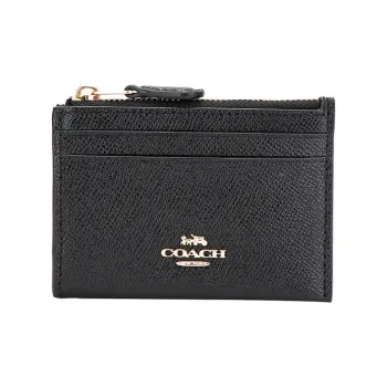 COACH Leather ID Holder Key Pouches Card Holders Mini Women's Black