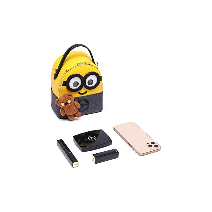 FION Cute Minions Movie, Collaboration Artificial Leather Backpack Regular Women's Yellow/Blue-3