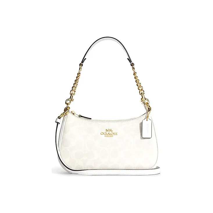 COACH Teri 25 Monogram Shoulder Bag Medium Women's White-0