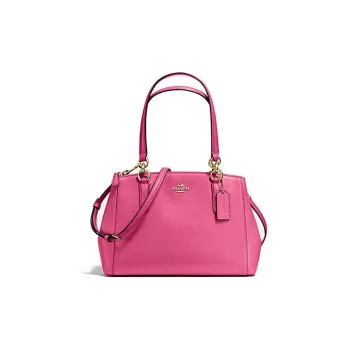 COACH Christie Leather Shoulder Bag Crossbody Bag Handbag Large Size Women's Pink