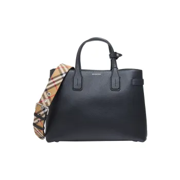 Burberry Grain Leather One Shoulder Handbag Regular Women's Black