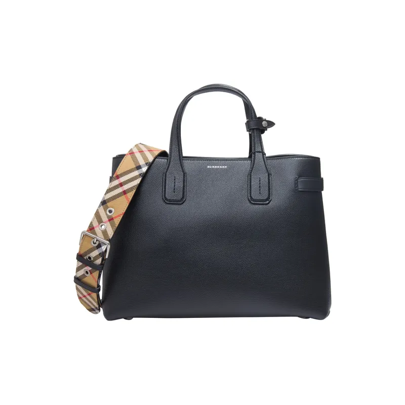 Burberry Grain Leather One Shoulder Handbag Regular Women's Black-0