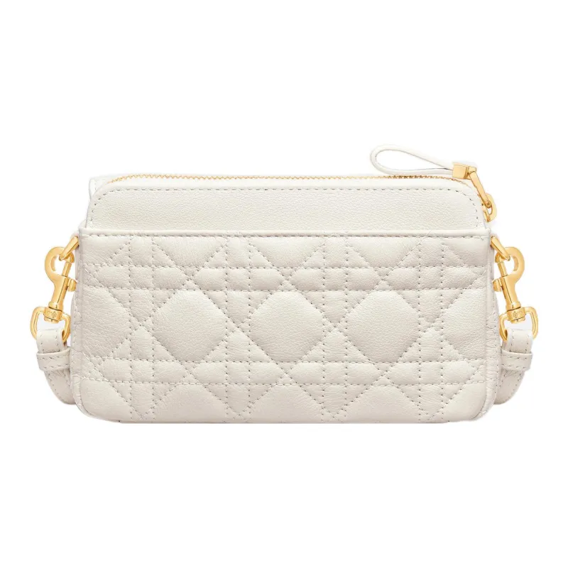 DIOR Soft Cow Leather Handbag Shoulder Bag Crossbody Bag Clutches Women's Milk White-2