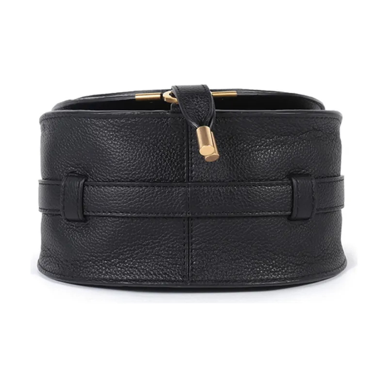 Chloe Marcie Cow Leather Saddle Bag, Crossbody Bag Women's Black-4
