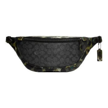 COACH Canvas With Pebbled Leather Accents Sling Bag Fanny Pack Large Size Men's Black