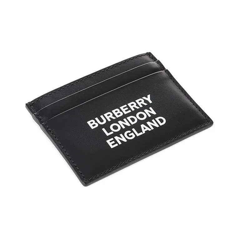 Burberry Cow Leather Wallets Card Holders Men's Black-3