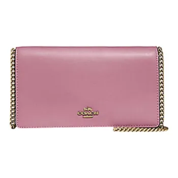 COACH Callie Smooth Finish Leather Shoulder Bag Crossbody Bag Small Size Women's Pink