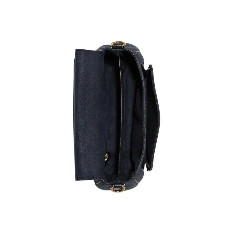 COACH Lucy Fabric Cow Leather Patchwork Shoulder Bag Crossbody Bag Small Size Women's Denim Blue-3