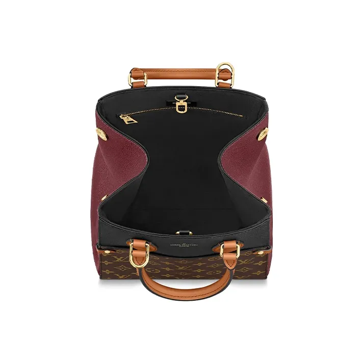 LOUIS VUITTON Canvas Shoulder Bag, Crossbody Bag, Handbag Medium Size Women's Black & Burgundy-3