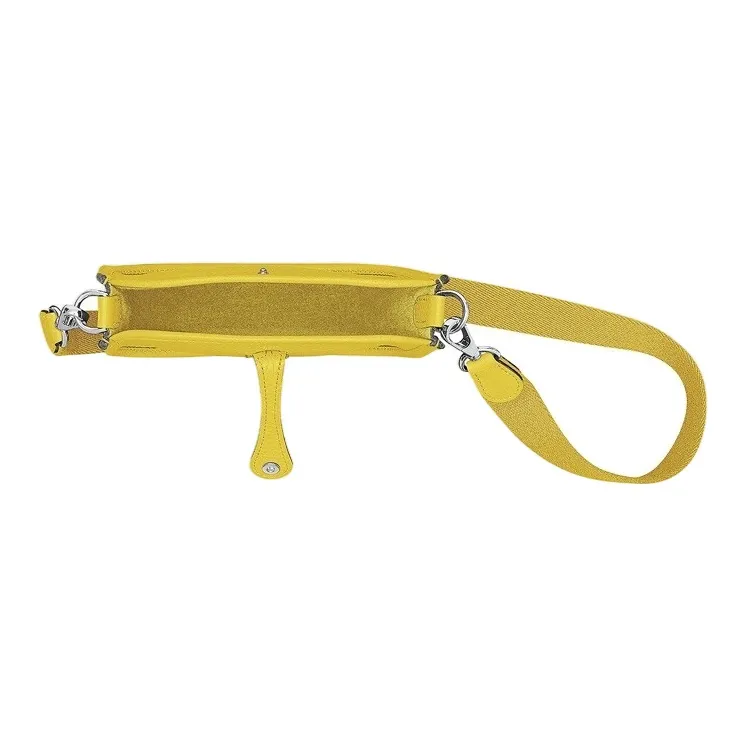 HERMES Clemence Leather Canvas Crossbody Bag Shoulder Bag Women's Lemon-3