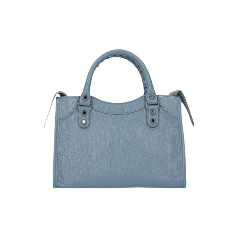 Balenciaga Lambskin Handbag Shoulder Bag Crossbody Bag Mini Women's Gray Blue-2