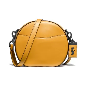 COACH Canteen Leather Round Shoulder Bag Crossbody Bag Small Size Women's Saffron