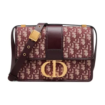 DIOR Jacquard Fabric Shoulder Bag Crossbody Bag Medium Size Women's Burgundy