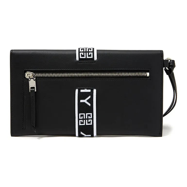 GIVENCHY Leather Envelope Bag Clutches Unisex Black-2