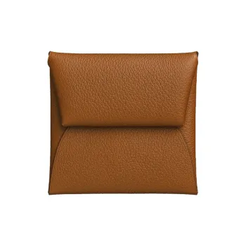 HERMES Bastia Cow Leather Wallet Women's Wiesbaden Beige