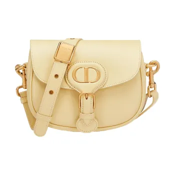 DIOR Bobby Smooth Finish Cow Leather Shoulder Bag Crossbody Bag Small Size Women's Light Yellow