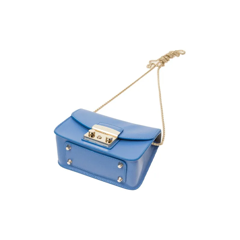 Furla Cow Leather Small Square Bag Shoulder Bag Crossbody Bag Mini Women's Azure Blue-3