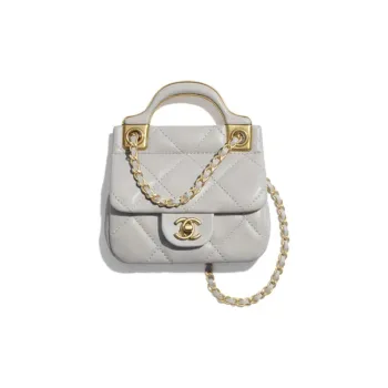 CHANEL Cow Leather Small Waste Bag Mouth Cover Bag Crossbody Shoulder Bag Card Holder Women's Gray