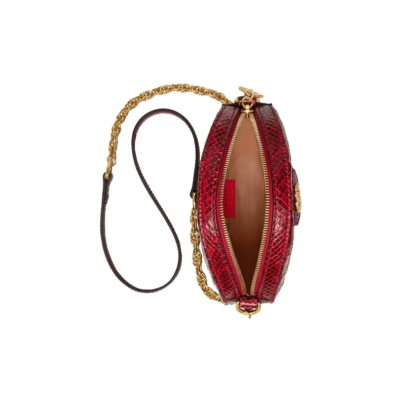 GUCCI Ophidia Snake Skin Shoulder Bag Women's Lotus Red-5