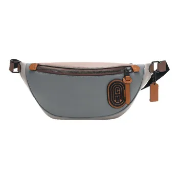 COACH Leather Sling Bags One Shoulder Crossbody Fanny Pack Large Size Men's Steel Gray Multicolor