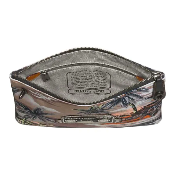 COACH Keith Haring Pouch Nylon Clutches Wallets Men's Hawaii Brown-1
