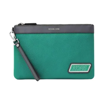 MICHAEL KORS Leather Toiletry Bag, Wallet, Clutch Small Size Men's Green