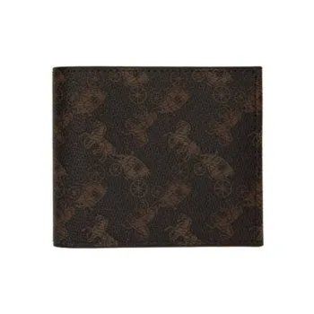 COACH Billfold Wallet PVC Clutches Wallets Men's Dark Brown
