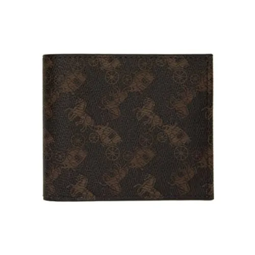 COACH Billfold Wallet PVC Clutches Wallets Men's Dark Brown