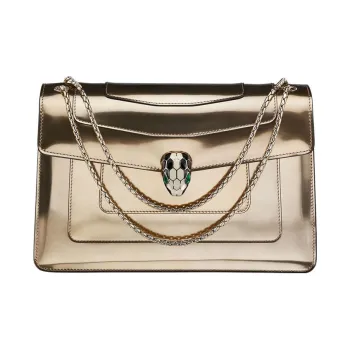 BVLGARI Serpenti Forever Cow Leather Chain Bag Crossbody Bag Shoulder Bag Women's Light Gold