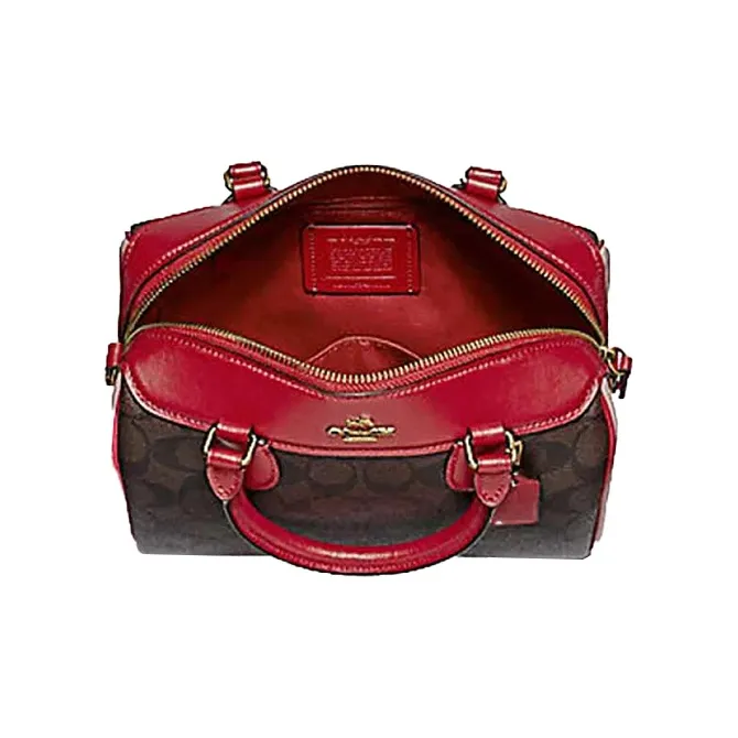 COACH Bennett Shoulder Bag Crossbody Bag Handbag Women's Brown & Red-1