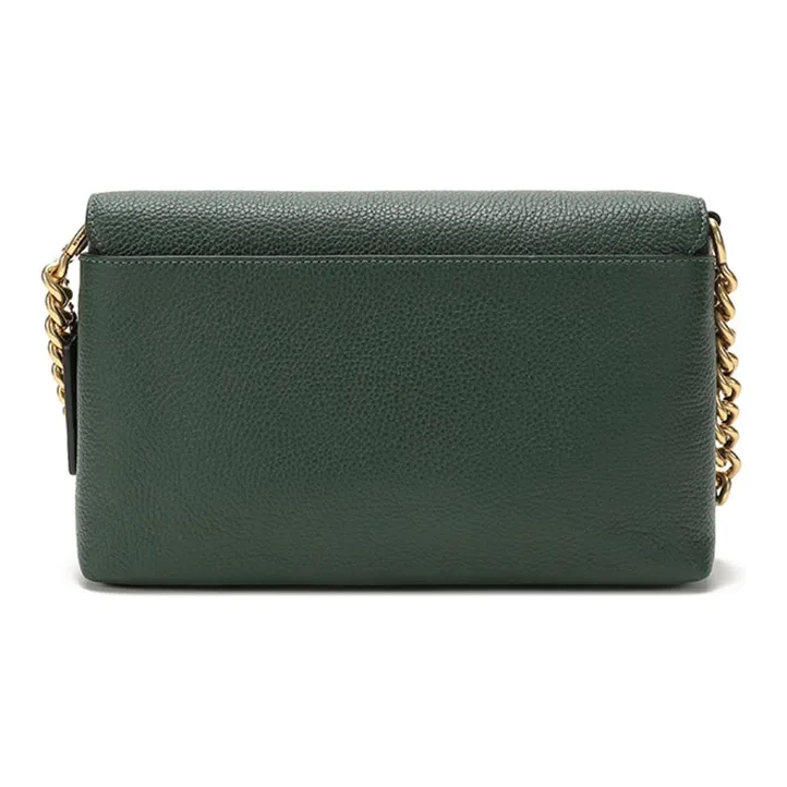 COACH Crosstown Leather Shoulder Bag Medium Size Women's Dark Green-3