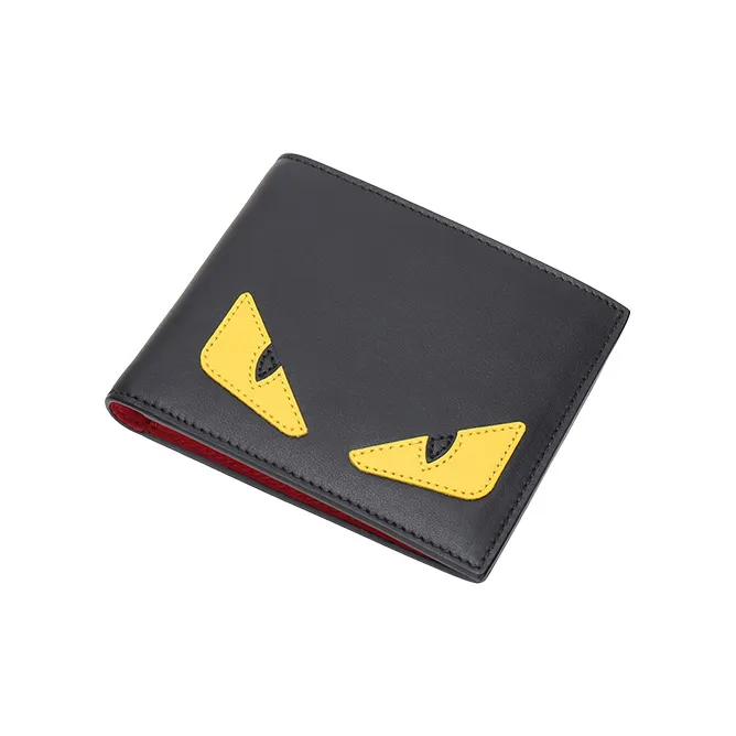 FENDI Calfskin Wallet Men's Black/Yellow/Red-3