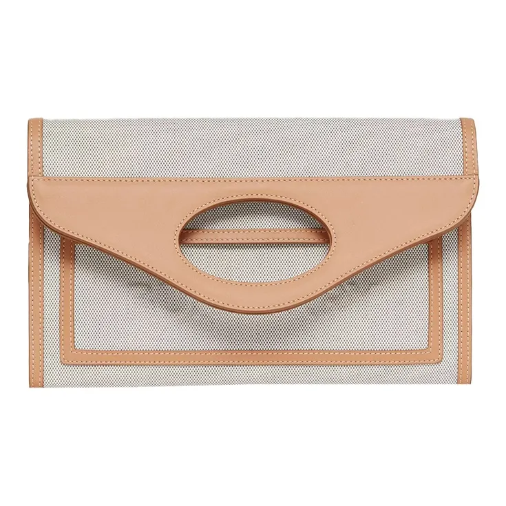 Burberry Canvas With Leather Clutches Handbags Small Size Unisex Tawny-1