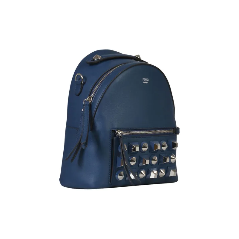 FENDI Leather Portable Backpack Women's Blue-1