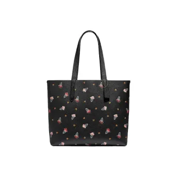 COACH Highline Leather Tote Bag, Shopping Bag, Handbag, Shoulder Bag Tubas Women's Black