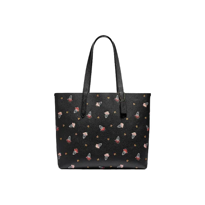COACH Highline Leather Tote Bag, Shopping Bag, Handbag, Shoulder Bag Tubas Women's Black-0