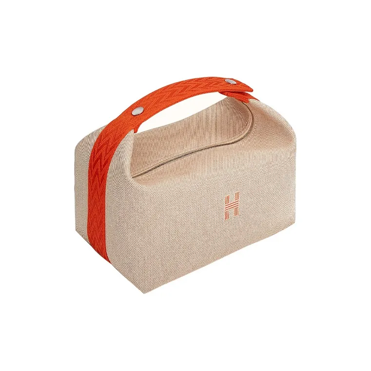 HERMES Bride a Brac Cotton Storage Bag, Toiletry Bag Large Size Unisex Beige-2