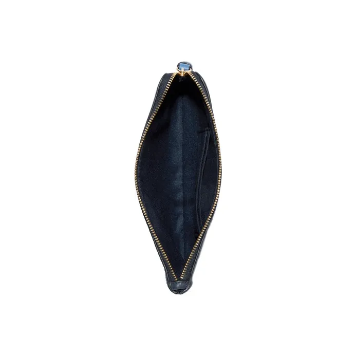 COACH Corner Zip Leather Wrist Bag, Coin Purse, Mahjong Clutch Small Size Women's Midnight Blue-1