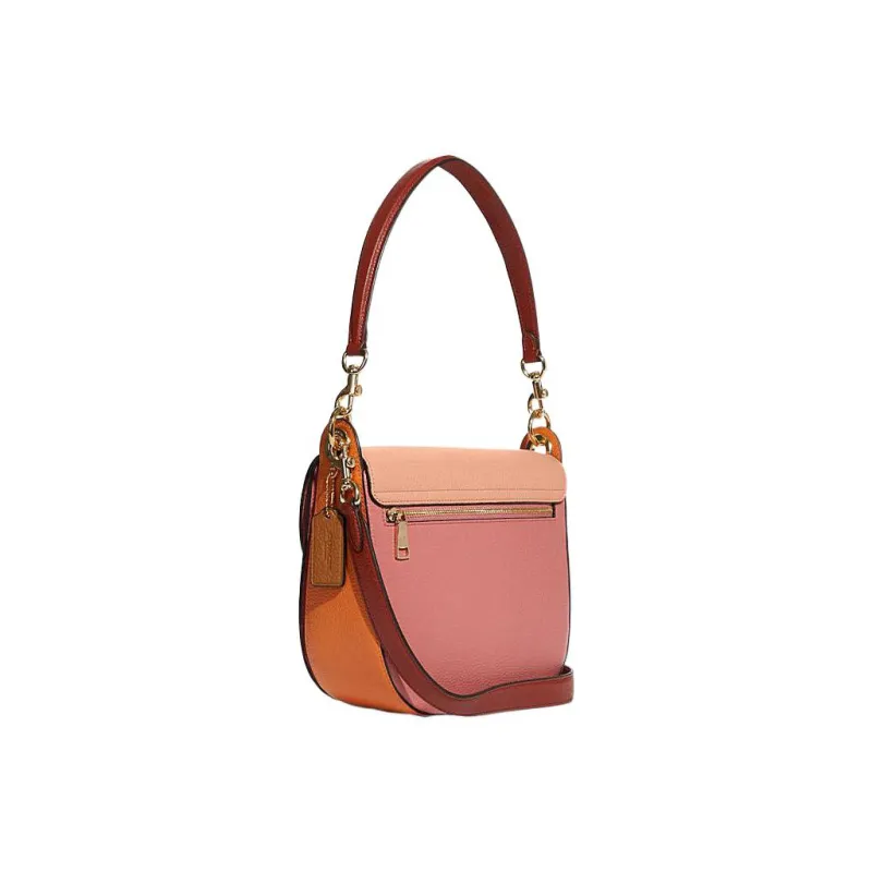 COACH Kleo Pebbled Leather Shoulder Bag Women's Pink Orange Dark Pink-1