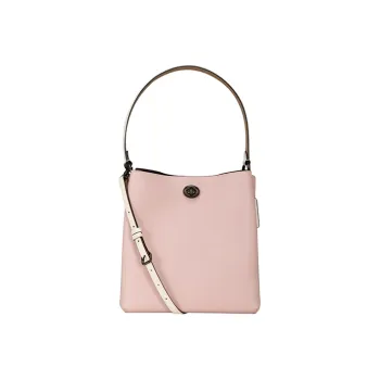 COACH Charlie Leather Bucket Bag Portable Crossbody Bag Shoulder Bag Medium Size Women's Cherry Blossom Pink