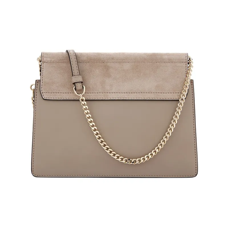 Chloe Faye Suede Calfskin Chain Bag, Shoulder Bag Women's Gray-2