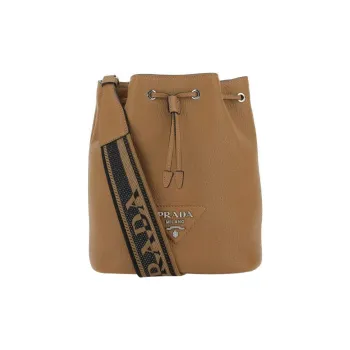 PRADA Leather Bucket Bags Shoulder Bag Crossbody Bag Women's Brown