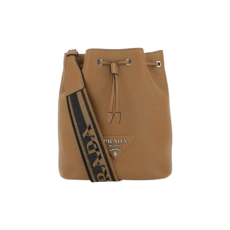 PRADA Leather Bucket Bags Shoulder Bag Crossbody Bag Women's Brown-0